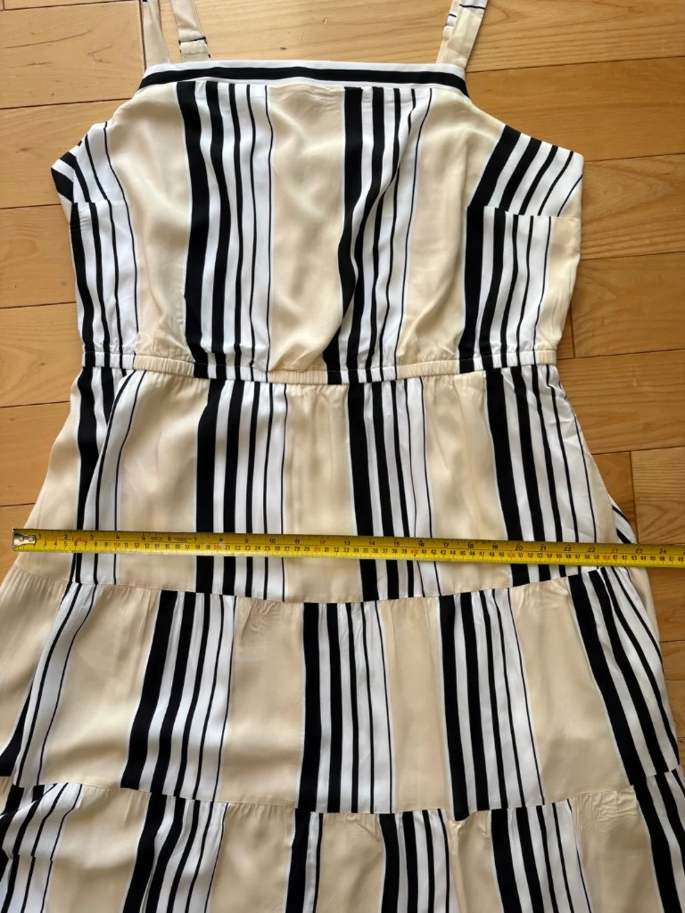 Lane Bryant Sz 18 Butter Yellow, Black and White Stripe Flowy Maxi Dress - Picture 11 of 16